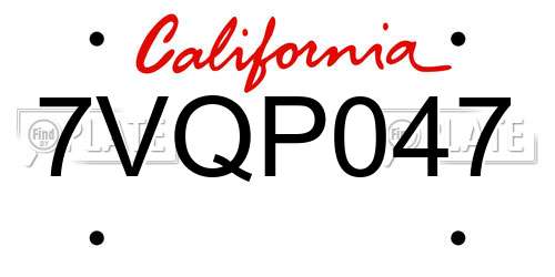 7VQP047 California License Plate