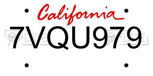 7VQU979 California License Plate