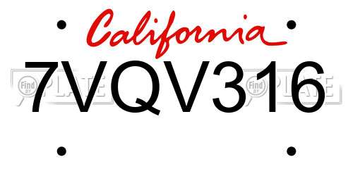 7VQV316 California License Plate