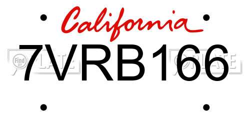 7VRB166 California License Plate