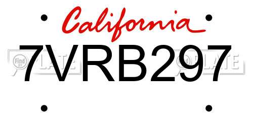 7VRB297 California License Plate