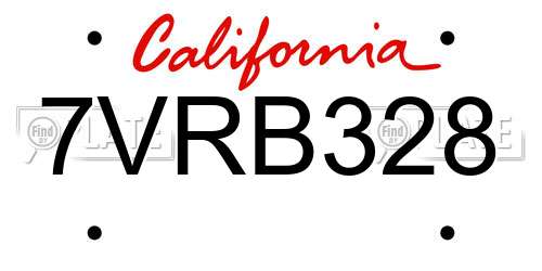 7VRB328 California License Plate