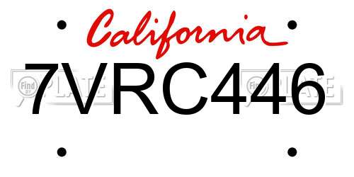 7VRC446 California License Plate