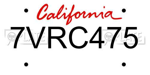 7VRC475 California License Plate