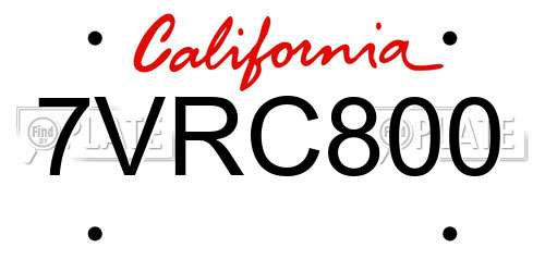 7VRC800 California License Plate