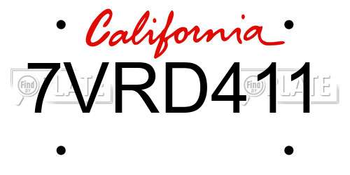 7VRD411 California License Plate