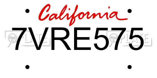 7VRE575 California License Plate