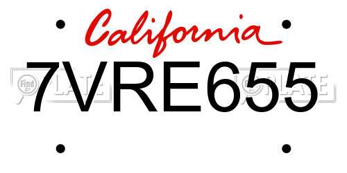 7VRE655 California License Plate