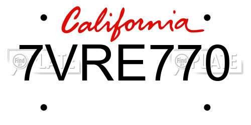 7VRE770 California License Plate