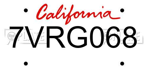 7VRG068 California License Plate