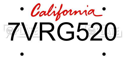 7VRG520 California License Plate