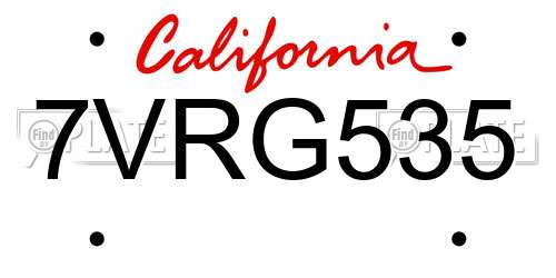 7VRG535 California License Plate
