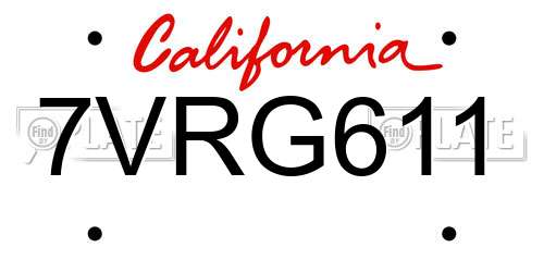 7VRG611 California License Plate