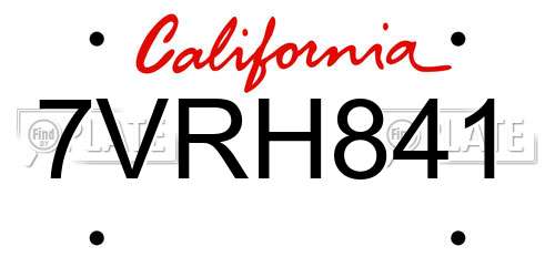 7VRH841 California License Plate