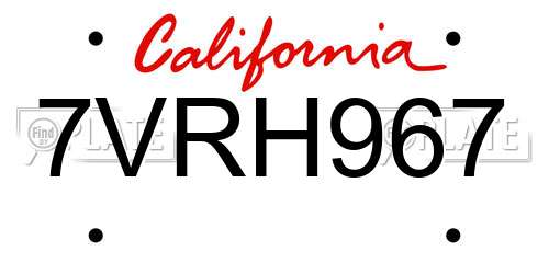 7VRH967 California License Plate