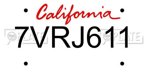 7VRJ611 California License Plate