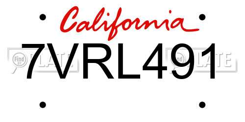 7VRL491 California License Plate
