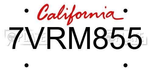 7VRM855 California License Plate