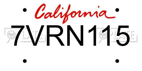 7VRN115 California License Plate