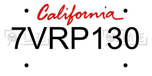 7VRP130 California License Plate
