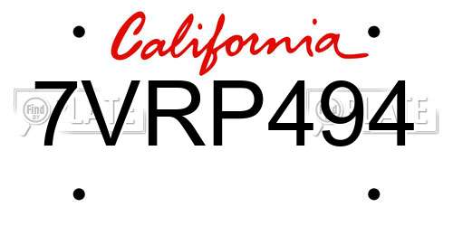 7VRP494 California License Plate