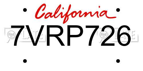 7VRP726 California License Plate