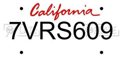 7VRS609 California License Plate