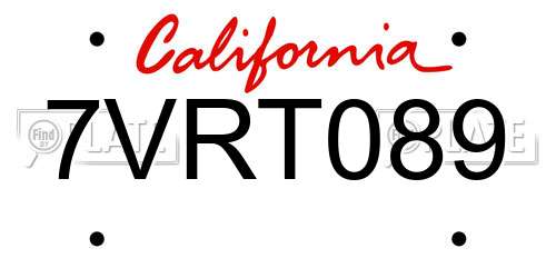 7VRT089 California License Plate