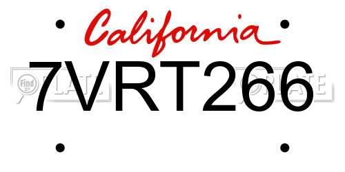 7VRT266 California License Plate