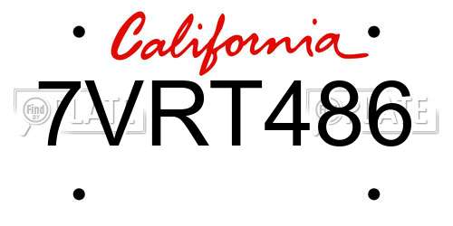 7VRT486 California License Plate