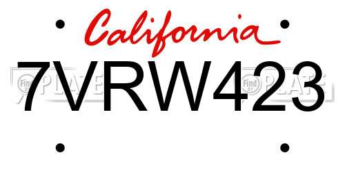 7VRW423 California License Plate
