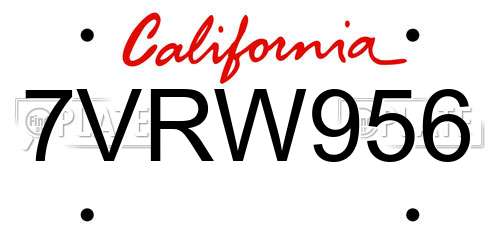 7VRW956 California License Plate
