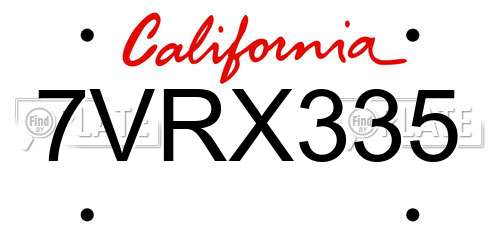7VRX335 California License Plate