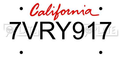 7VRY917 California License Plate