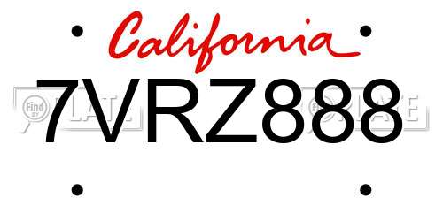 7VRZ888 California License Plate