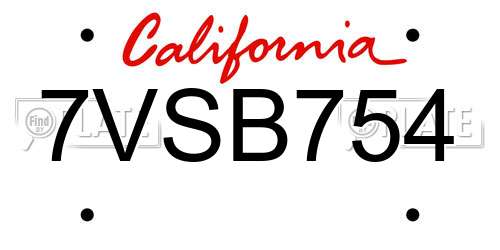 7VSB754 California License Plate