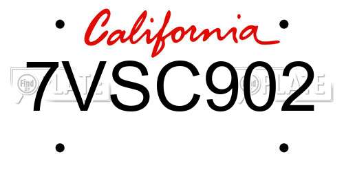 7VSC902 California License Plate