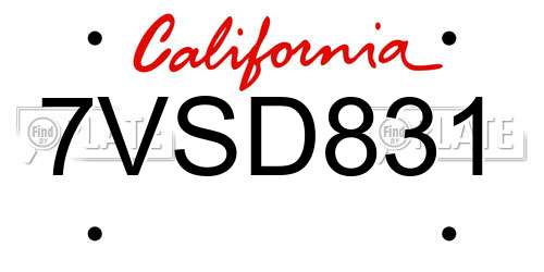 7VSD831 California License Plate