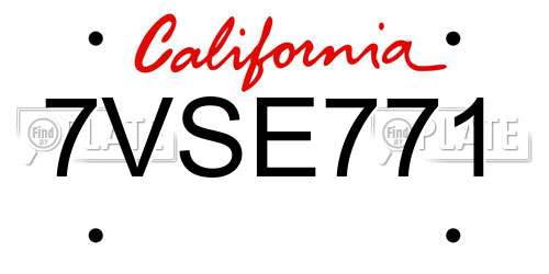 7VSE771 California License Plate