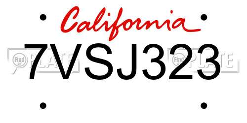 7VSJ323 California License Plate