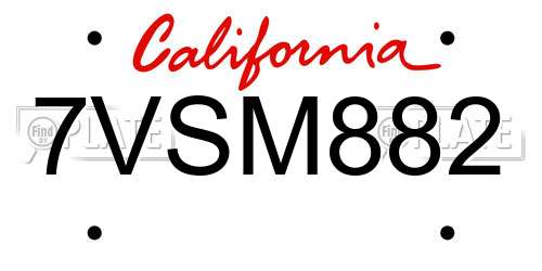 7VSM882 California License Plate