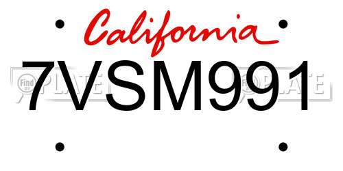 7VSM991 California License Plate