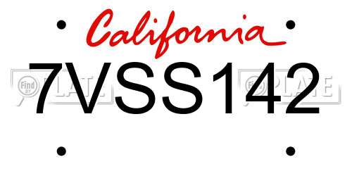 7VSS142 California License Plate