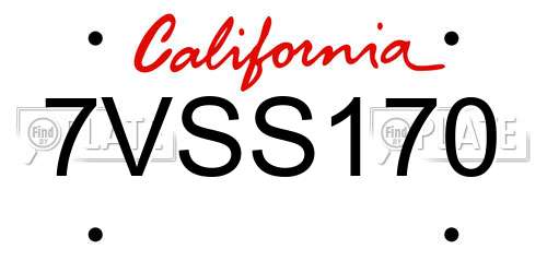 7VSS170 California License Plate