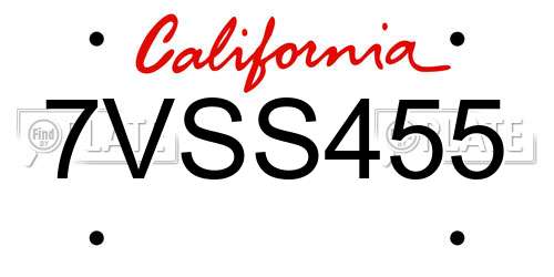 7VSS455 California License Plate