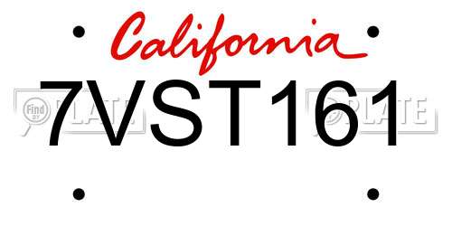 7VST161 California License Plate