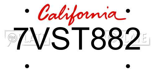 7VST882 California License Plate