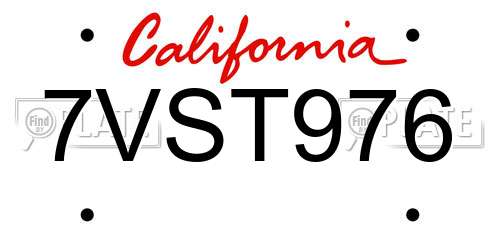7VST976 California License Plate