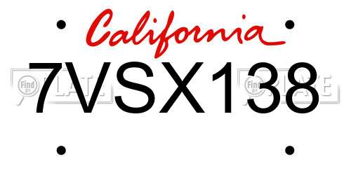 7VSX138 California License Plate