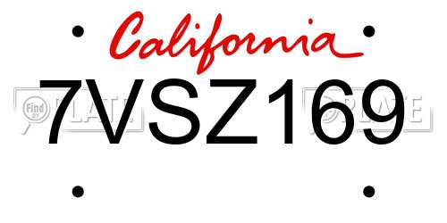 7VSZ169 California License Plate